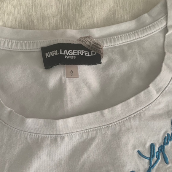 Karl Lagerfeld White Graphic Tee with Colorful Accents - Picture 6 of 8